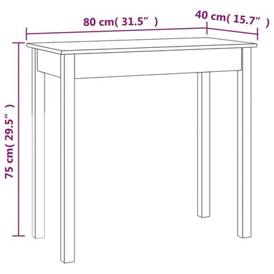 vidaXL Konzolový stolek bílý 80 x 40 x 75 cm masivní borové dřevo