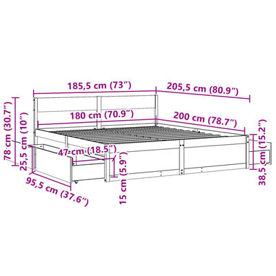 vidaXL Postel bez matrace bílá 180 x 200 cm masivní borovice