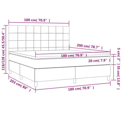 vidaXL Box spring postel s matrací světle šedá 180 x 200 cm textil