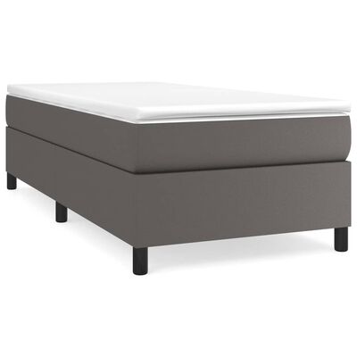 vidaXL Box spring postel s matrací šedá 90x190 cm umělá kůže