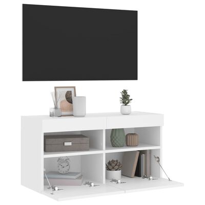 vidaXL Nástěnná TV skříňka s LED osvětlením bílá 80 x 30 x 40 cm