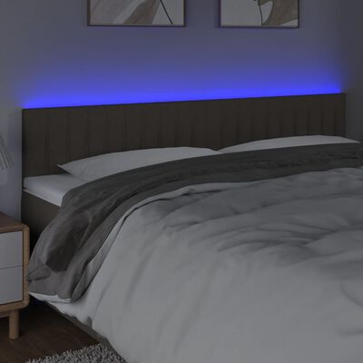 vidaXL Čelo postele s LED taupe 200x5x78/88 cm textil