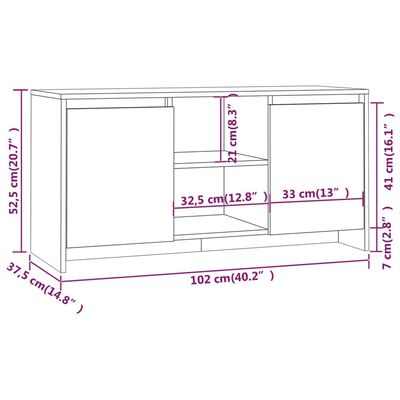 vidaXL TV skříňka bílá 102 x 37,5 x 52,5 cm kompozitní dřevo