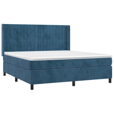 vidaXL Box spring postel s matrací tmavě modrá 160x200 cm samet