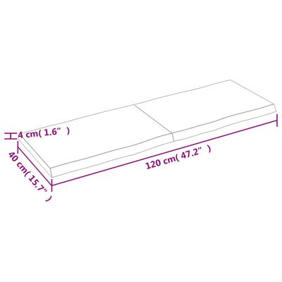 vidaXL Stolní deska hnědá 120x40x(2-4)cm ošetřený dřevo živá hrana