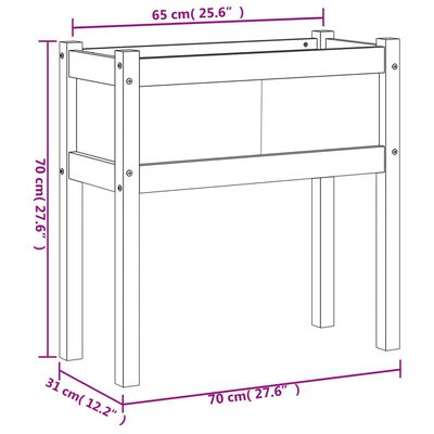 vidaXL Zahradní truhlík s nohami voskově hnědý 70x31x70 cm borovice