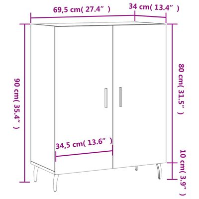 vidaXL Příborník dub sonoma 69,5 x 34 x 90 cm kompozitní dřevo