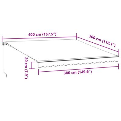 vidaXL Automatická zatahovací markýza hnědá 400 x 300 cm