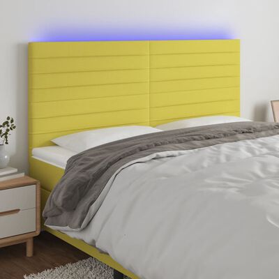 vidaXL Čelo postele s LED zelené 160x5x118/128 cm textil