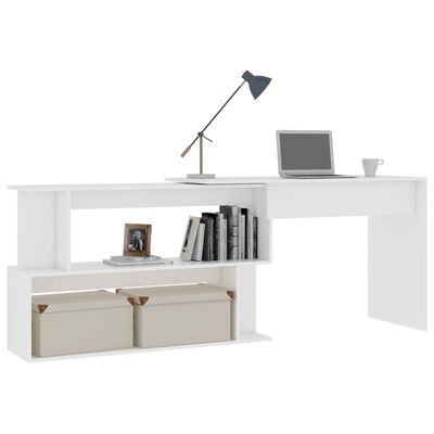 vidaXL Rohový psací stůl bílý 200 x 50 x 76 cm dřevotříska