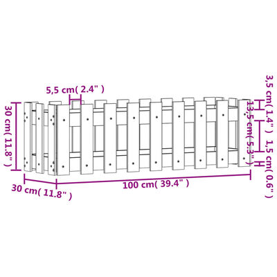 vidaXL Vyvýšený záhon plotový design 100x30x30cm impregnovaná borovice