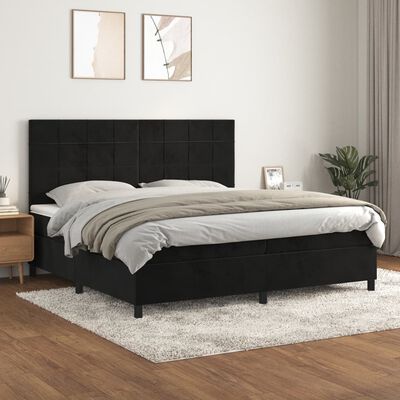 vidaXL Box spring postel s matrací černá 200x200 cm samet