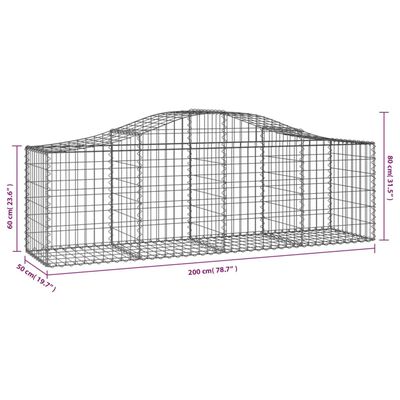 vidaXL Klenuté gabionové koše 7 ks 200x50x60/80 cm pozinkované železo