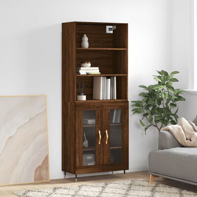 vidaXL Skříň highboard hnědý dub 69,5 x 34 x 180 cm kompozitní dřevo