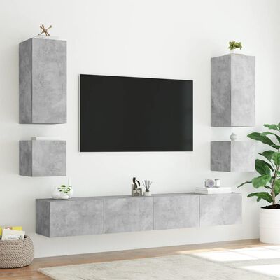 vidaXL Nástěnná TV skříňka s LED osvětlením betonově šedá 100x35x31 cm