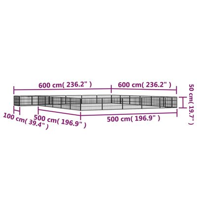 vidaXL 24panelová ohrádka pro psy černá 100 x 50 cm práškovaná ocel