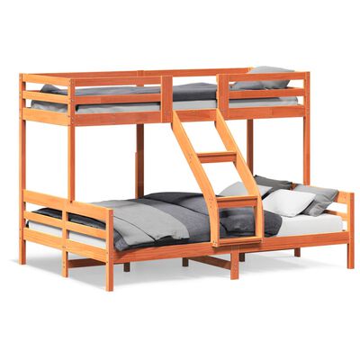 vidaXL Patrová postel 80 x 200/140 x 200 cm voskově hnědá borové dřevo