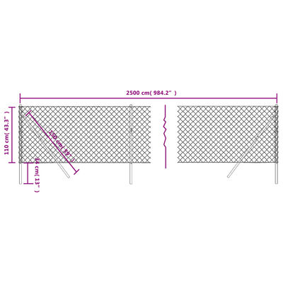 vidaXL Drátěné pletivo antracitové 1,1 x 25 m