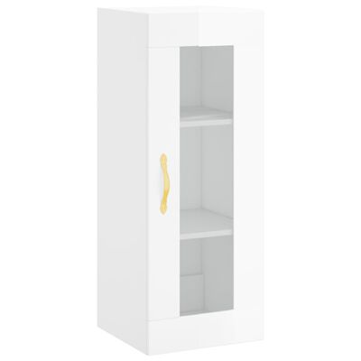 vidaXL Skříň highboard bílá s vysokým leskem 34,5x34x180 cm kompozit