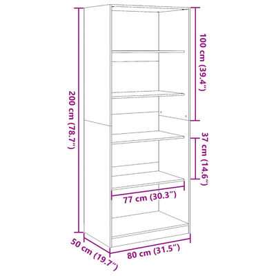 vidaXL Šatní skříň kouřový dub 80 x 50 x 200 cm kompozitní dřevo