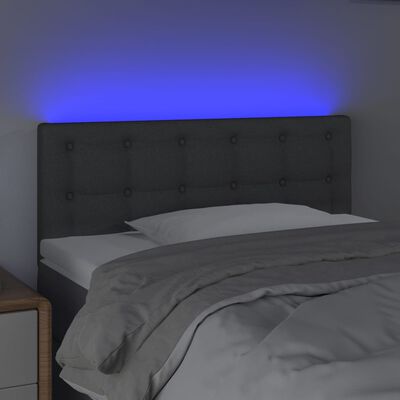 vidaXL Čelo postele s LED tmavě šedé 90x5x78/88 cm textil