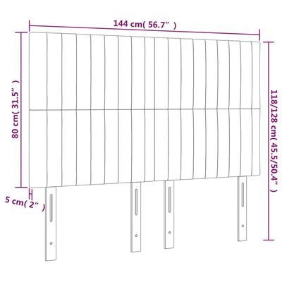 vidaXL Čelo postele s LED černé 144x5x118/128 cm samet