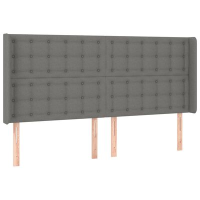 vidaXL Čelo postele s LED tmavě šedé 183 x 16 x 118/128 cm textil