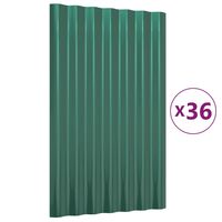 vidaXL Střešní panely 36 ks práškově lakovaná ocel zelené 60 x 36 cm