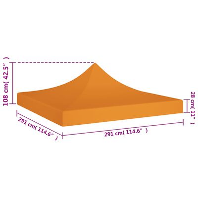 vidaXL Střecha k party stanu 3 x 3 m oranžová 270 g/m²