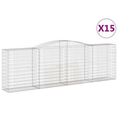 vidaXL Klenuté gabionové koše 15ks 400x50x120/140cm pozinkované železo