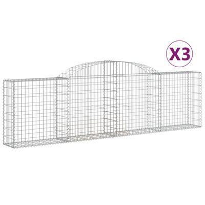 vidaXL Klenuté gabionové koše 3 ks 300x30x80/100 cm pozinkované železo