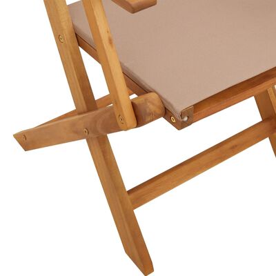 vidaXL 3dílný bistro set taupe textil a masivní dřevo