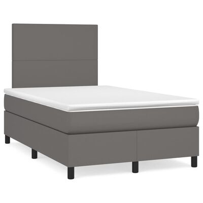 vidaXL Box spring postel s matrací šedá 120x200 cm umělá kůže