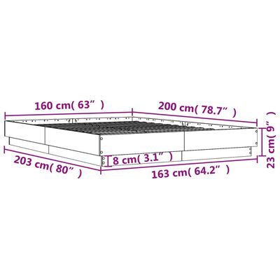 vidaXL Rám postele betonově šedý 160 x 200 cm kompozitní dřevo