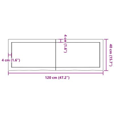 vidaXL Stolní deska tmavě hnědá 120x40x(2-4)cm ošetřený masivní dub