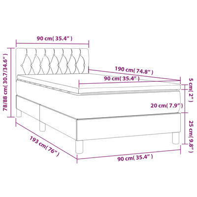 vidaXL Box spring postel s matrací modrá 90x190 cm textil