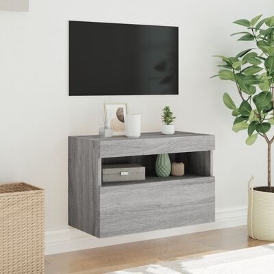 vidaXL Nástěnná TV skříňka s LED osvětlením šedá sonoma 60x30x40 cm