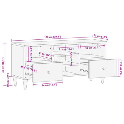 vidaXL TV skříňka 100 x 33 x 46 cm masivní mangovníkové dřevo