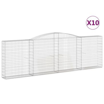 vidaXL Klenuté gabionové koše 10ks 400x30x120/140cm pozinkované železo