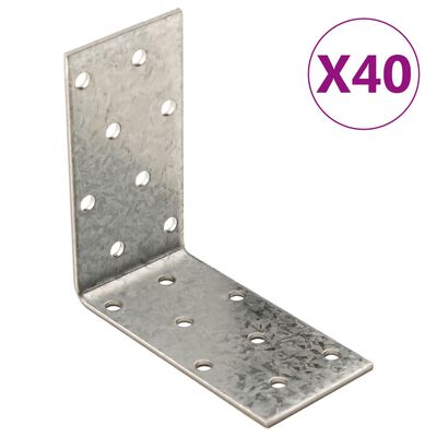 VidaXL Úhlové konzoly 40 ks 2 mm 80 x 40 x 80 mm pozinkovaná ocel