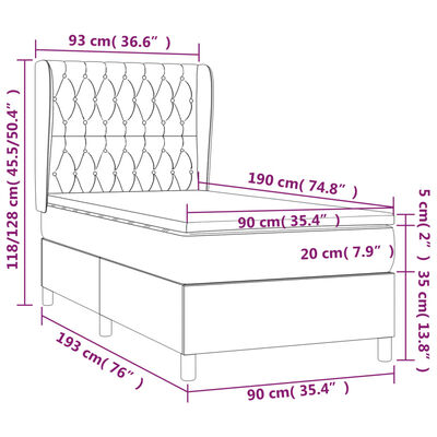 vidaXL Box spring postel s matrací taupe 90x190 cm textil