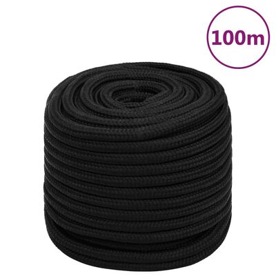 vidaXL Pracovní lano černé 16 mm 100 m polyester