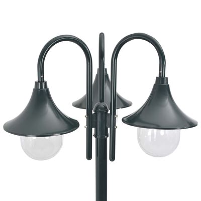 vidaXL Zahradní sloupová lampa 3 ramena E27 220 cm hliník tmavě zelená