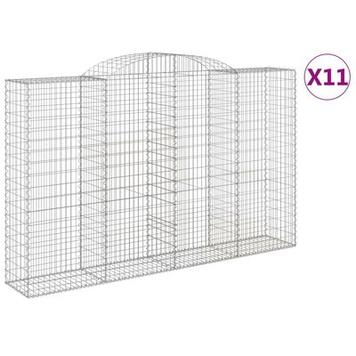 vidaXL Klenuté gabionové koše 11ks 300x50x180/200cm pozinkované železo