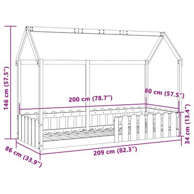 vidaXL Dětská domečková postel bílá 80 x 200 cm masivní borové dřevo