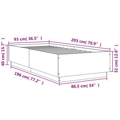 vidaXL Rám postele šedý sonoma 90 x 200 cm kompozitní dřevo