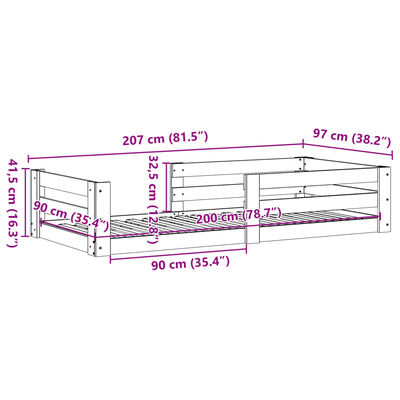 vidaXL Postel bez matrace bílá 90 x 200 cm masivní borovice