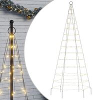 vidaXL Vánoční stromek na stožár 200 teplých bílých LED diod 180 cm