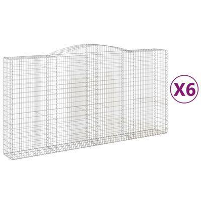 vidaXL Klenuté gabionové koše 6 ks 400x50x200/220cm pozinkované železo