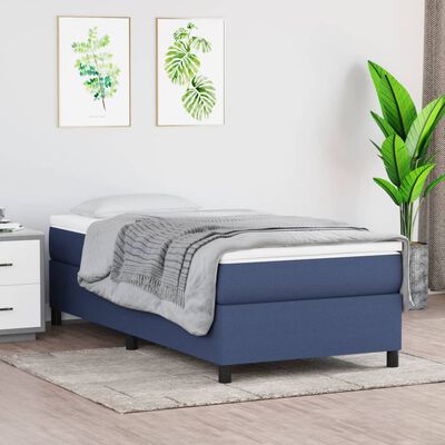 vidaXL Box spring postel s matrací modrá 90x190 cm textil